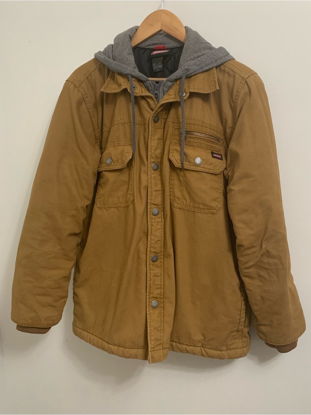 Dickies Canvas Duck Brown Lined Hoodie Wirk Jacket Coat MENS M